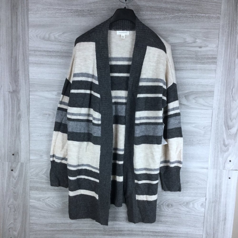 Treasure & Bond Open Front Stripe Knit Sweater